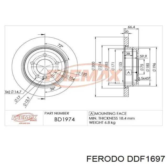 DDF1697 Ferodo Дискові гальма