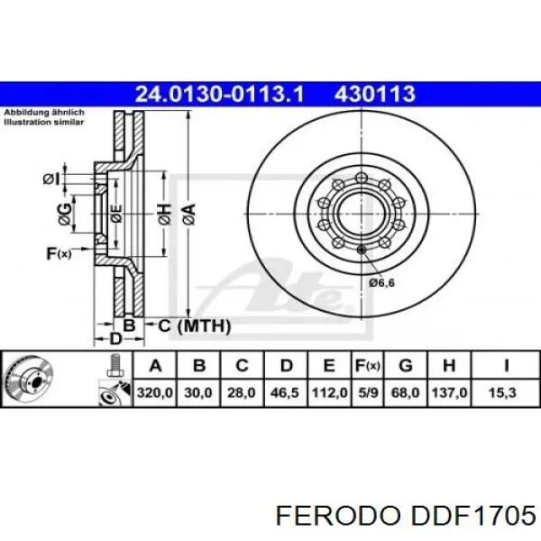 Гальмівні диски передні DDF1705 Ferodo