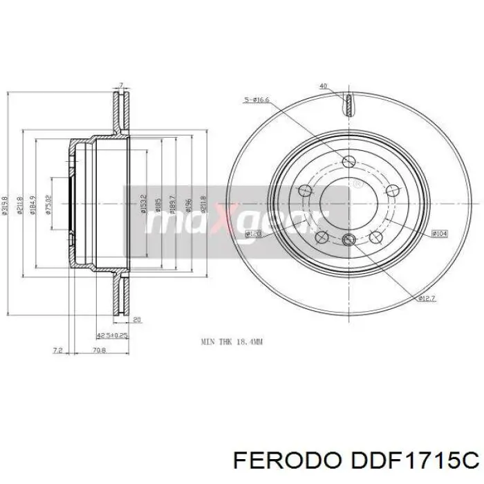 Задні дискові гальма Ferodo DDF1715C ціна, від 75.10 USD