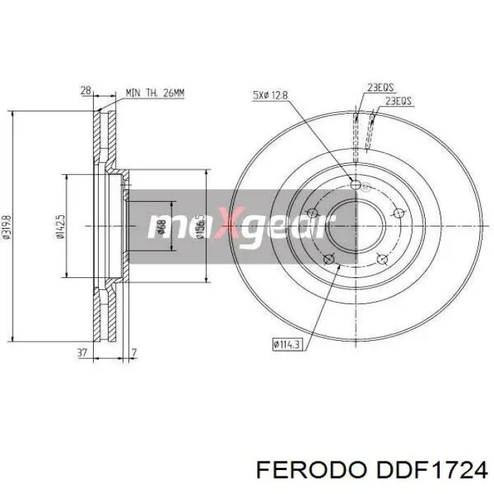 DDF1724 Ferodo диск гальмівний передній
