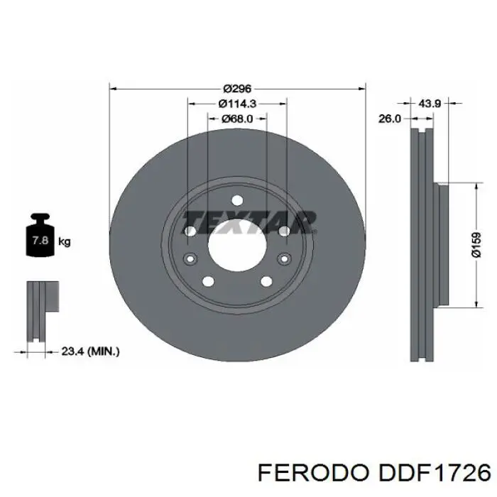 DDF1726 Ferodo Гальмо дискове переднє
