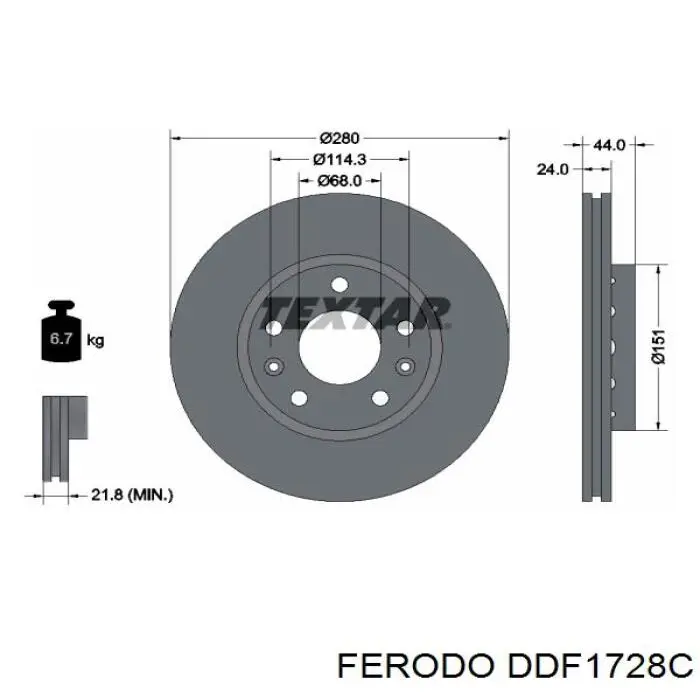 Купити DDF1728C Ferodo Ротор гальмівний