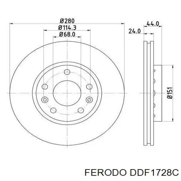DDF1728C Ferodo Гальмо дискове переднє