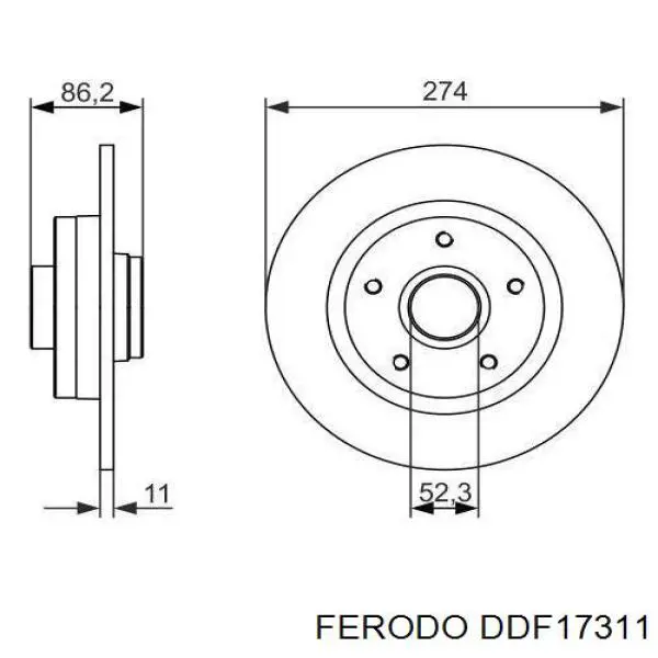 Диск гальмівний задній DDF17311 Ferodo