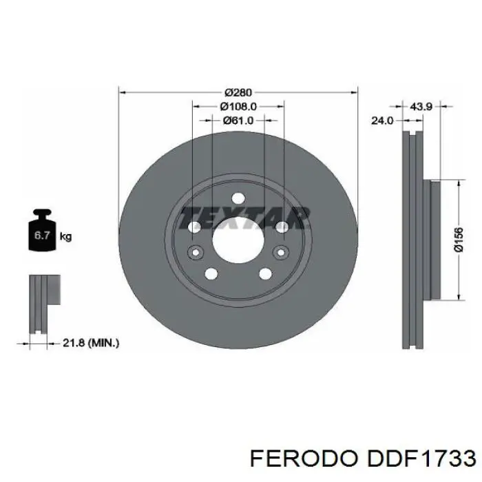 Купити DDF1733 Ferodo Ротор гальмівний