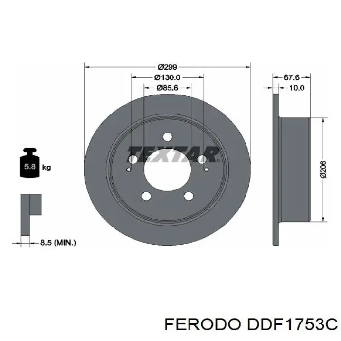 Диск гальмівний задній DDF1753C Ferodo