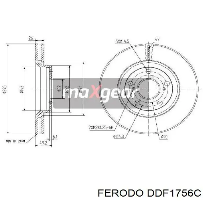 Диск гальмівний передній DDF1756C Ferodo