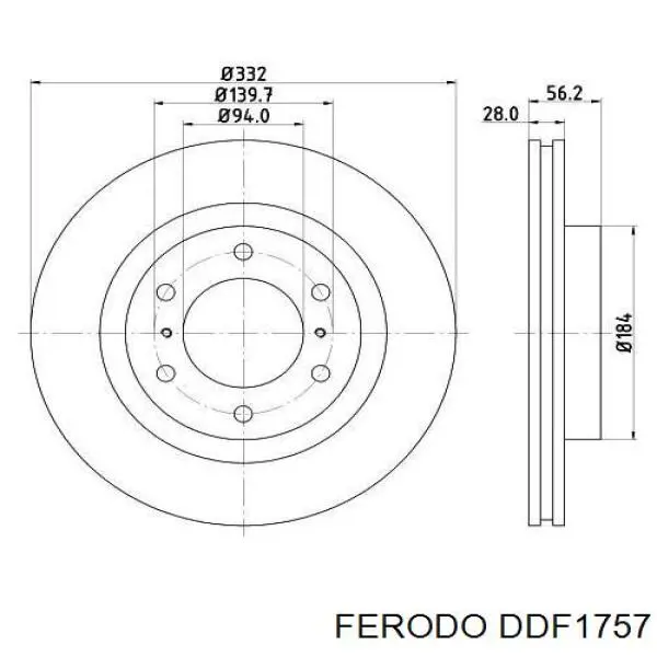 DDF1757 Ferodo Гальмо дискове переднє