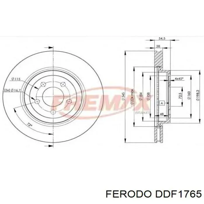 Гальмівні диски передні DDF1765 Ferodo
