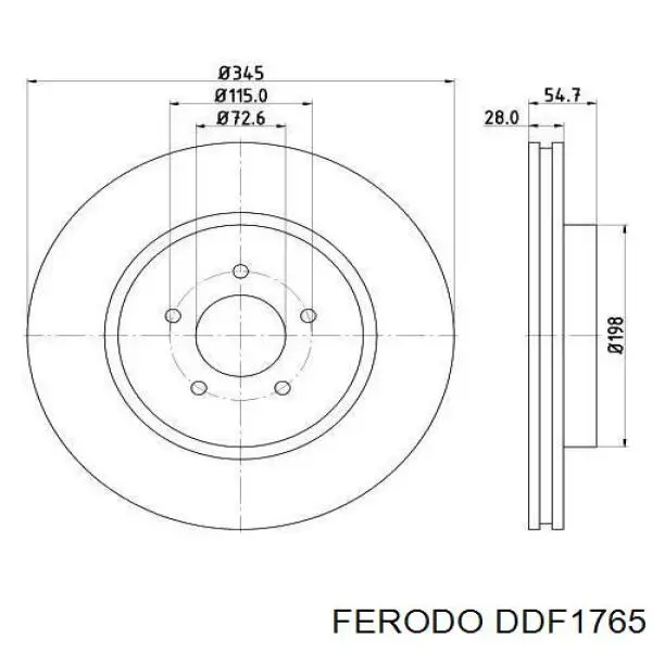 DDF1765 Ferodo диск гальмівний передній