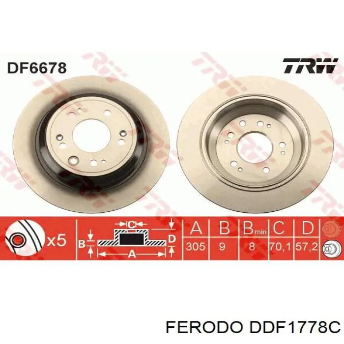 Задні дискові гальма Ferodo DDF1778C ціна, від 46.67 USD