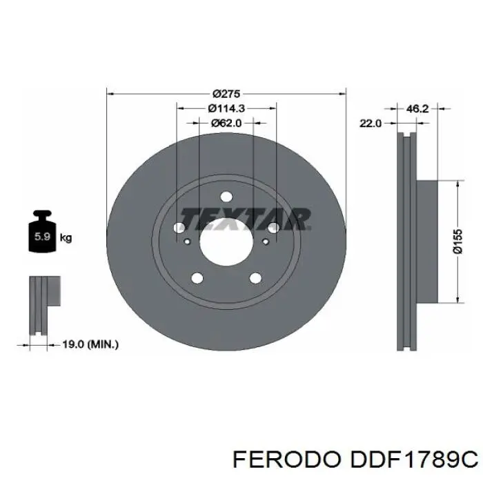 Диск переднього гальма Ferodo DDF1789C ціна, від 43.95 USD