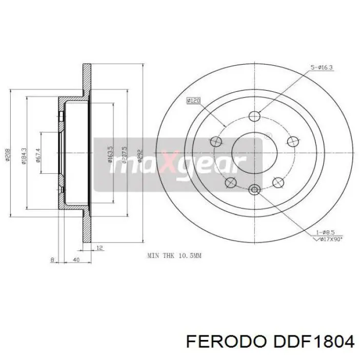 Диск гальмівний задній DDF1804 Ferodo