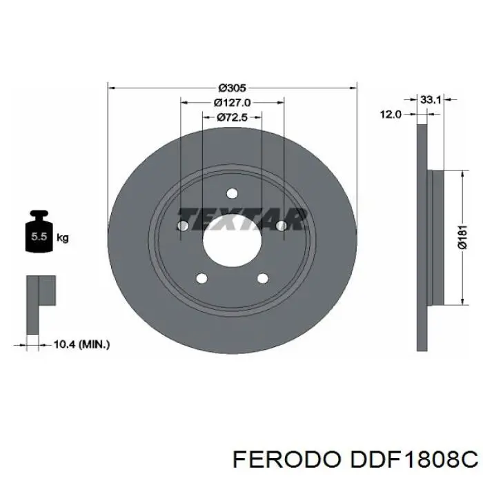 Гальмівні диски DDF1808C Ferodo