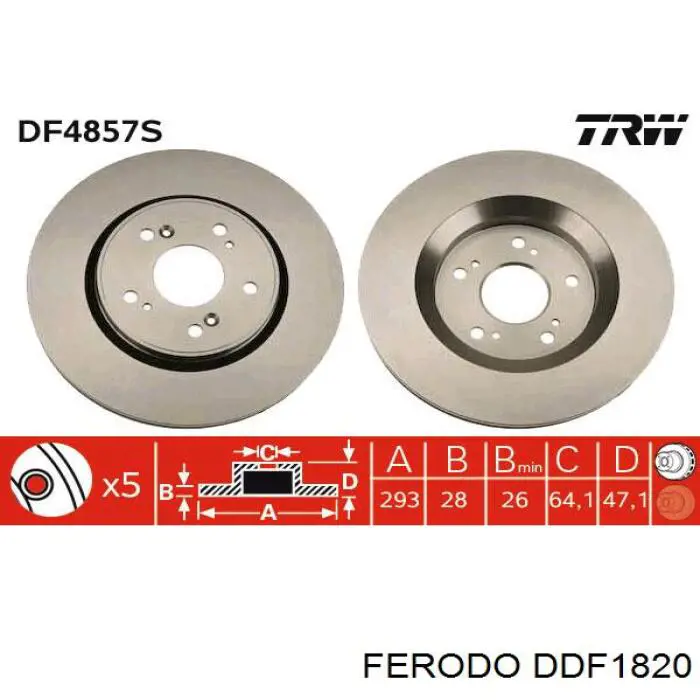 Диск гальмівний передній Ferodo DDF1820