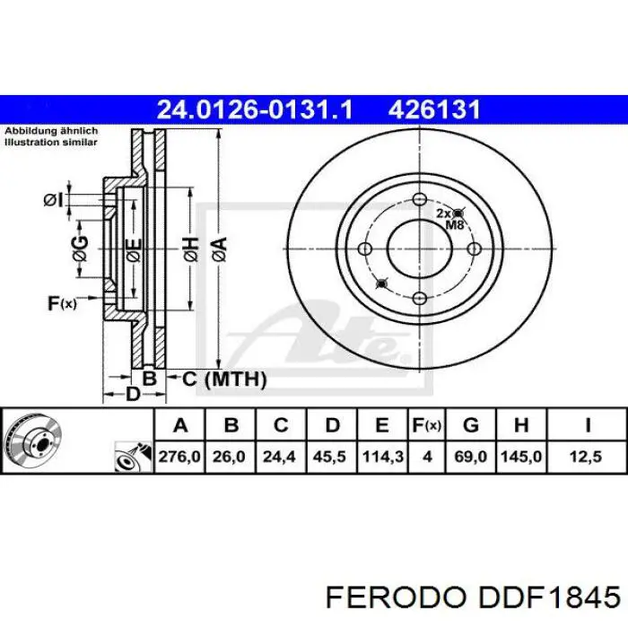 DDF1845 Ferodo Гальмо дискове переднє