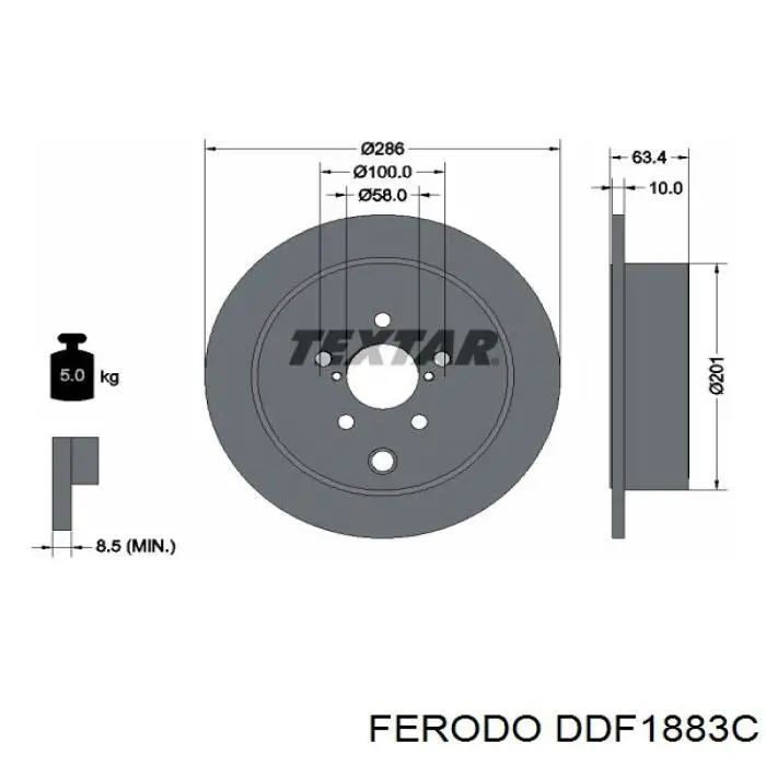 DDF1883C Ferodo диск гальмівний задній