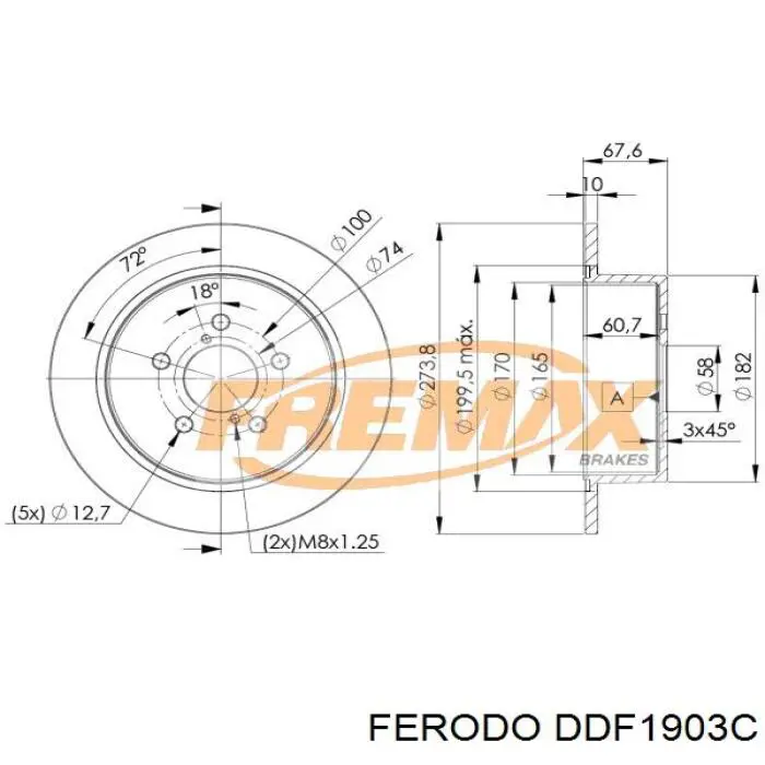 Купити DDF1903C Ferodo Диск заднього гальма