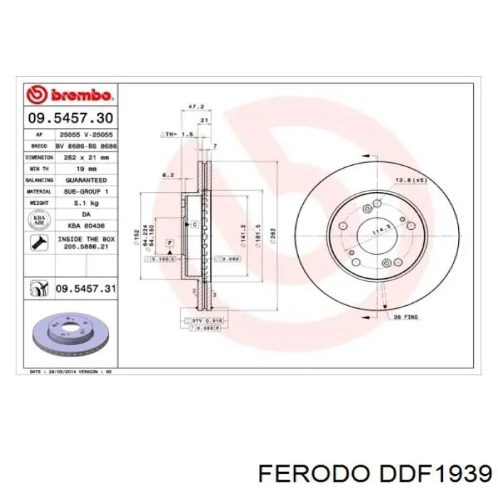 Купити DDF1939 Ferodo Ротор гальмівний