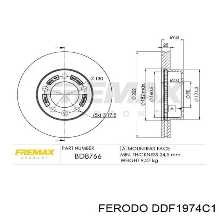 Купити DDF1974C1 Ferodo Ротор гальмівний