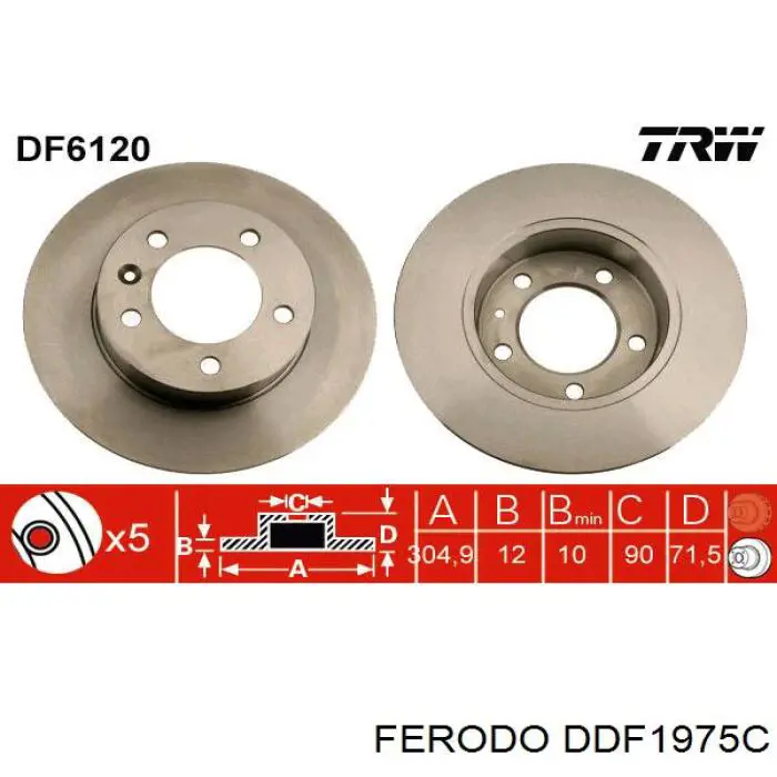 Диск гальмівний задній Ferodo DDF1975C