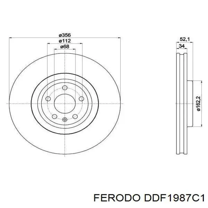 Диск гальмівний передній DDF1987C1 Ferodo