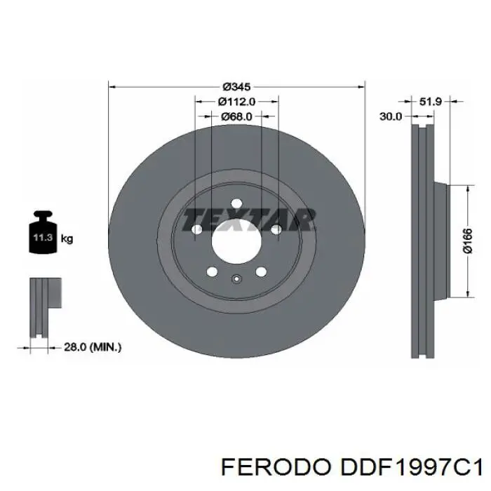 DDF1997C1 Ferodo Гальмо дискове переднє