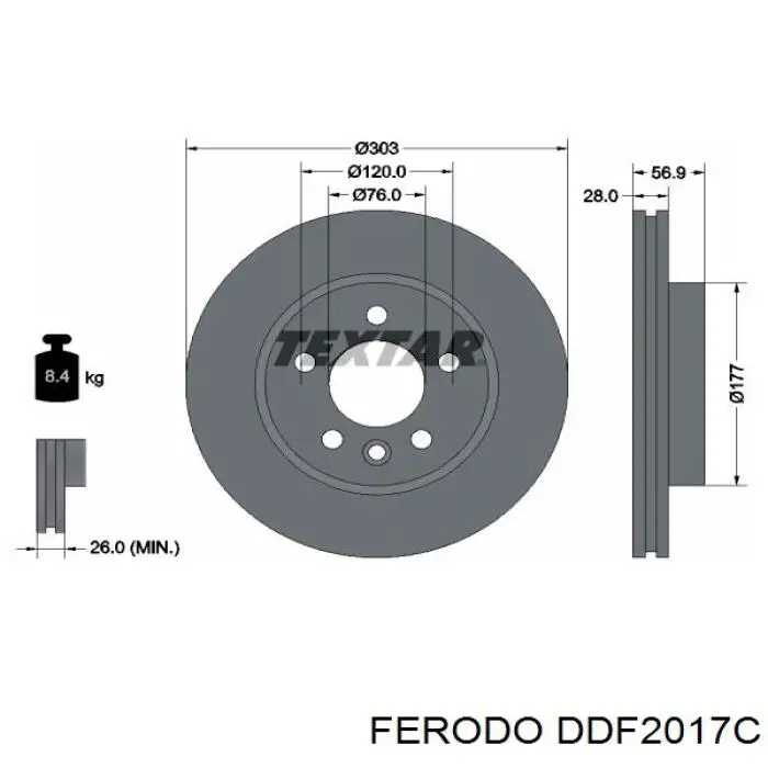 DDF2017C Ferodo Гальмо дискове переднє