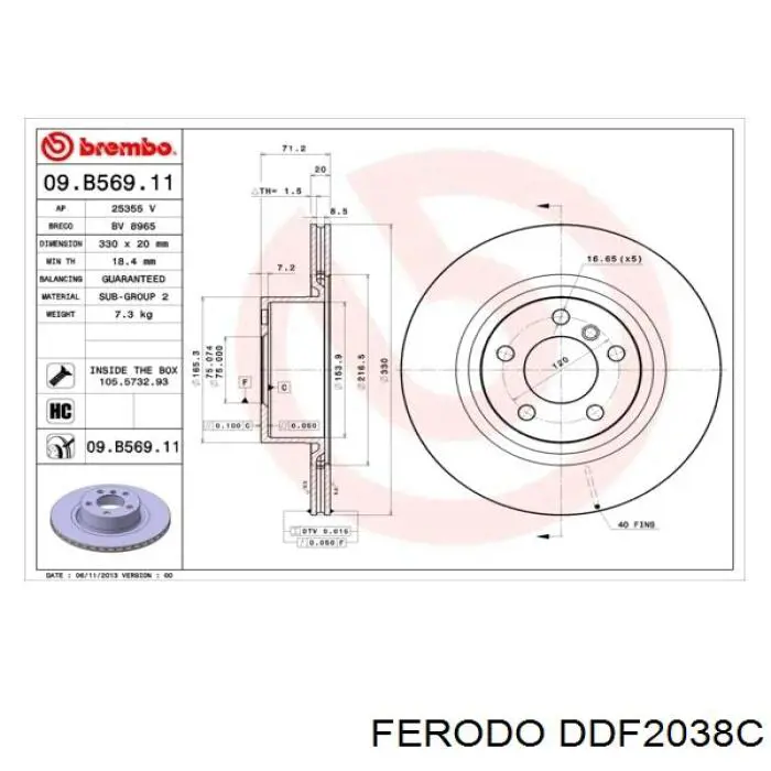 Задні дискові гальма Ferodo DDF2038C ціна, від 64.95 USD