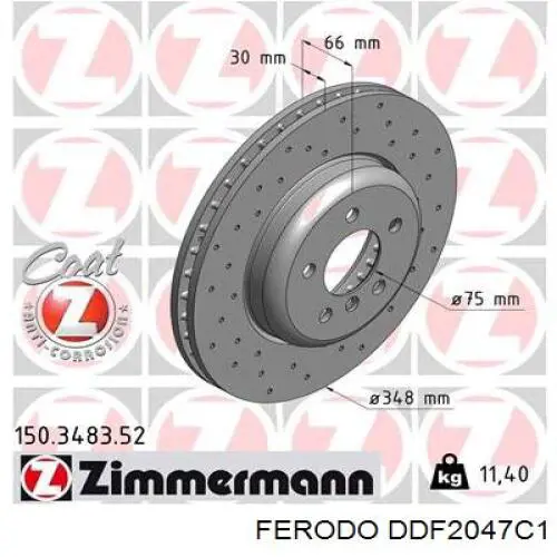Диск переднього гальма Ferodo DDF2047C1 ціна, від 129.40 USD