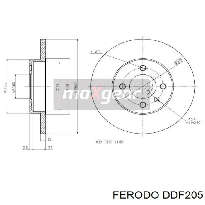 Диск переднього гальма Ferodo DDF205 ціна, від 26.44 USD