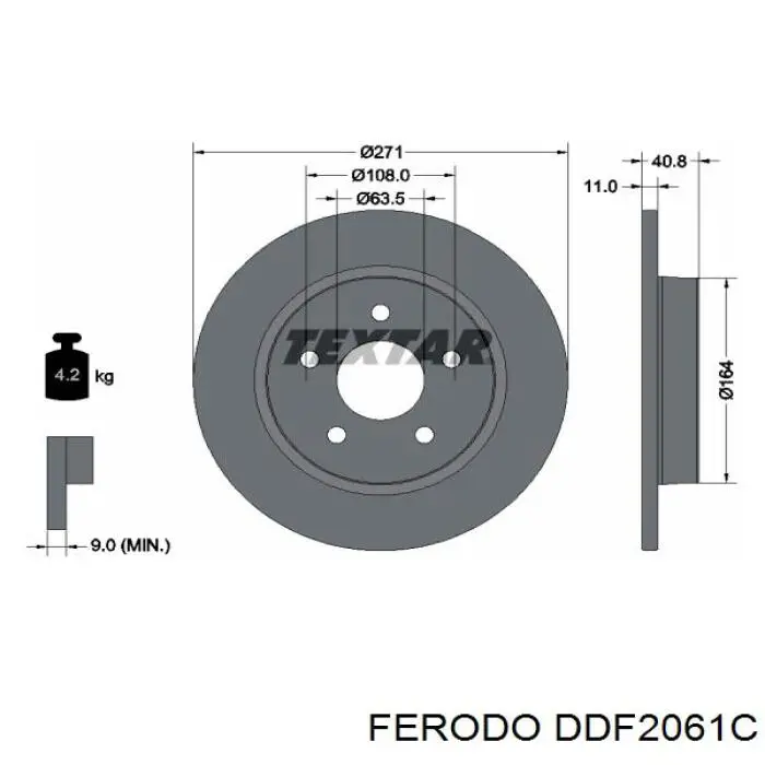 Купити DDF2061C Ferodo Диск заднього гальма