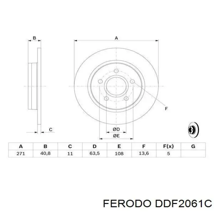 Диск гальмівний задній DDF2061C Ferodo