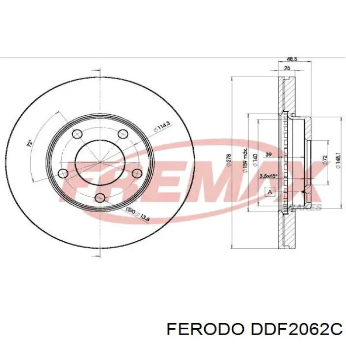 Гальмівні диски передні DDF2062C Ferodo