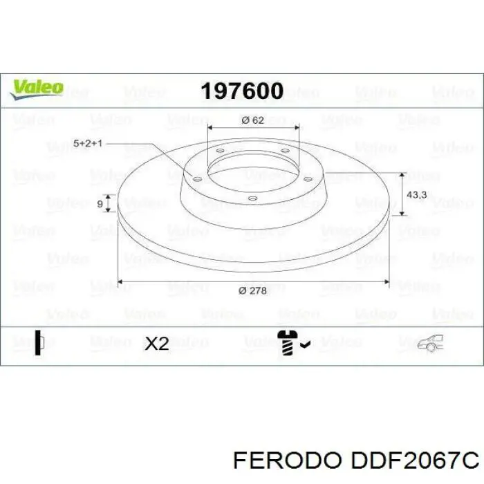 Купити DDF2067C Ferodo Диск заднього гальма