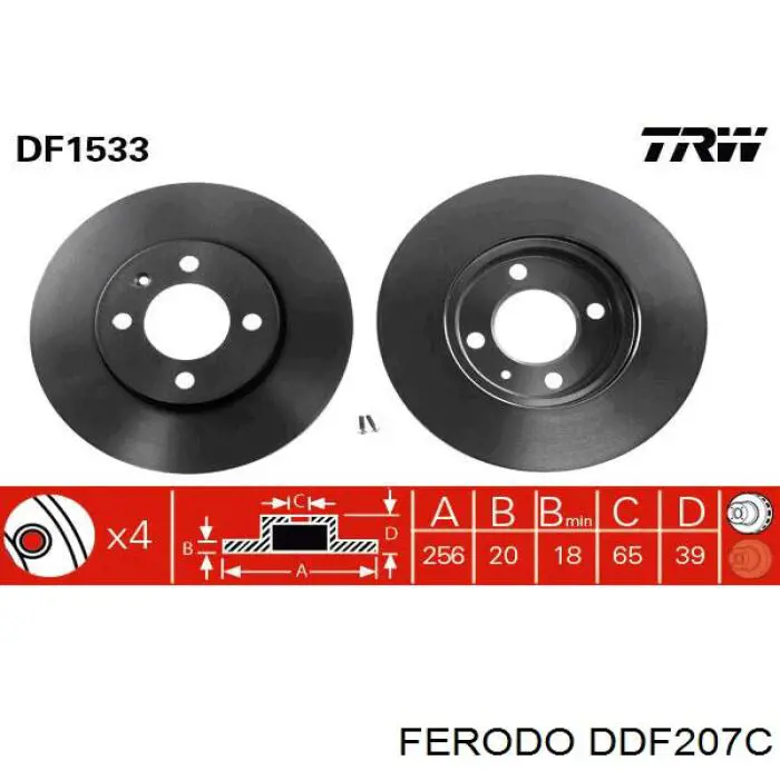 Диск переднього гальма Ferodo DDF207C ціна, від 26.54 USD