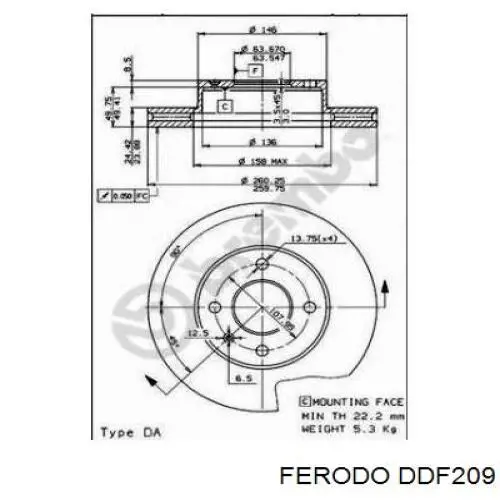 Купити DDF209 Ferodo Ротор гальмівний