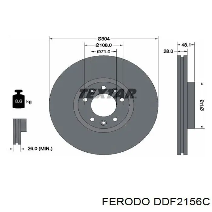 Диск гальмівний передній DDF2156C Ferodo