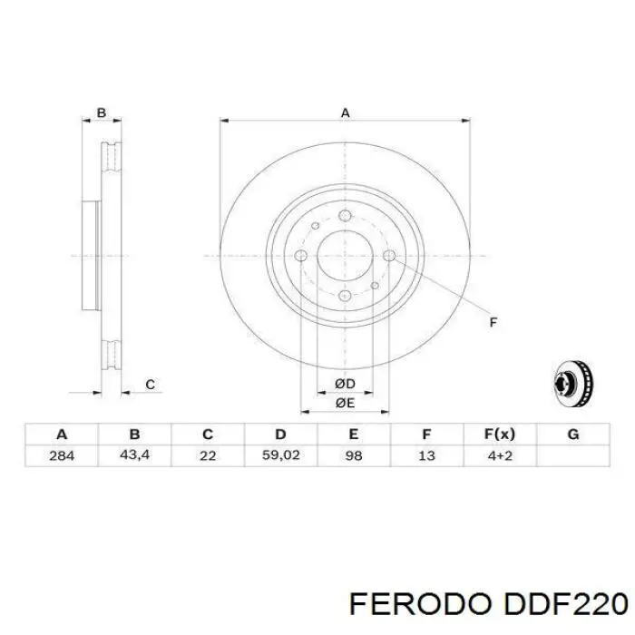Диск переднього гальма Ferodo DDF220 ціна, від 33.47 USD
