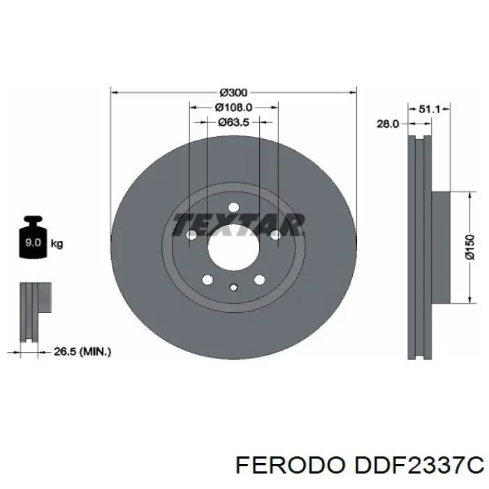 Диск переднього гальма Ferodo DDF2337C ціна, від 68.67 USD