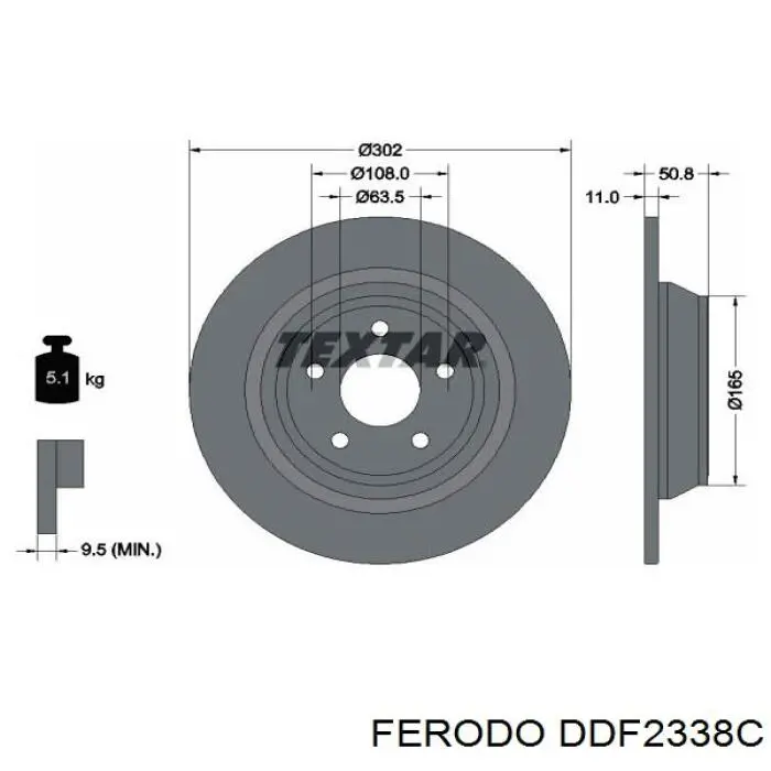 Диск гальмівний задній DDF2338C Ferodo