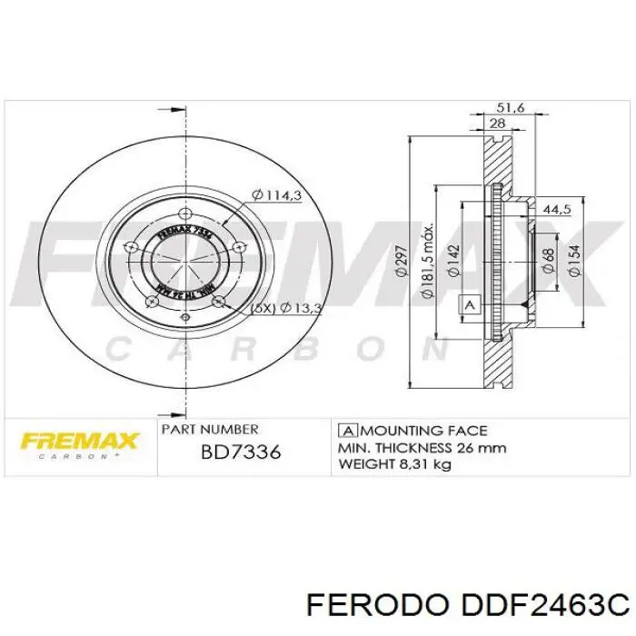 Гальмівні диски передні DDF2463C Ferodo