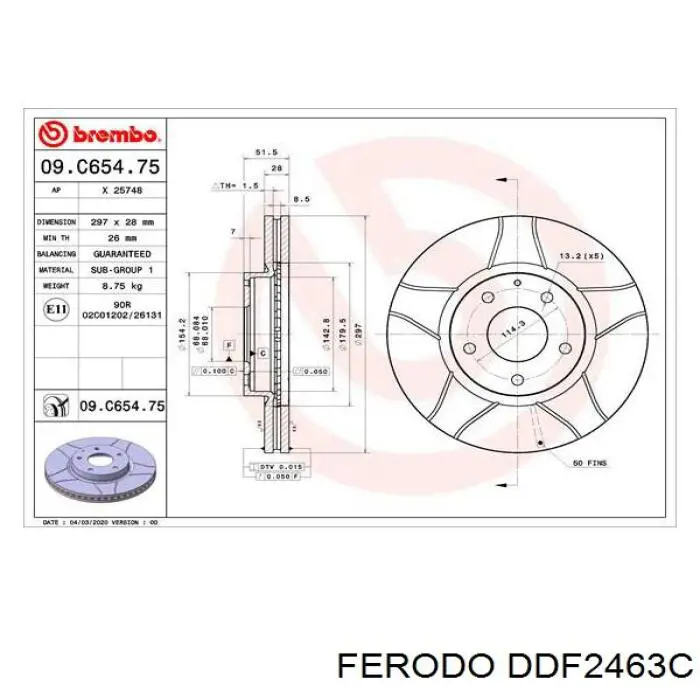 Купити DDF2463C Ferodo Ротор гальмівний