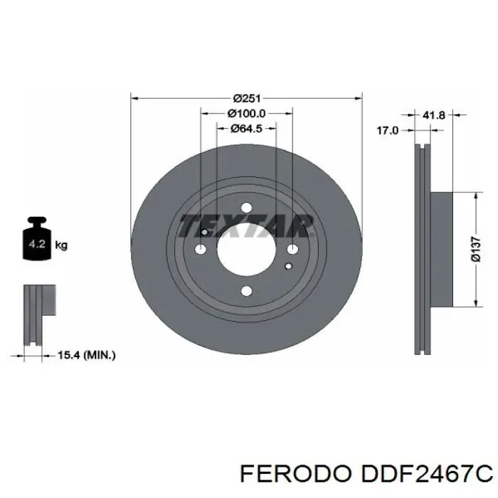 Диск гальмівний передній DDF2467C Ferodo