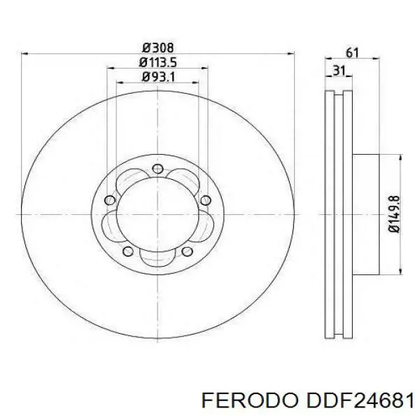 DDF24681 Ferodo Гальмо дискове переднє