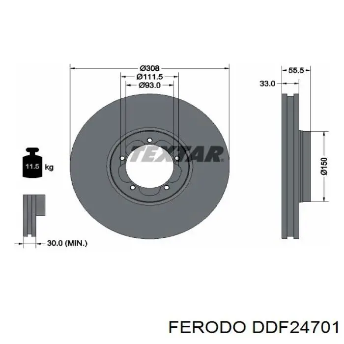 DDF24701 Ferodo Гальмо дискове переднє