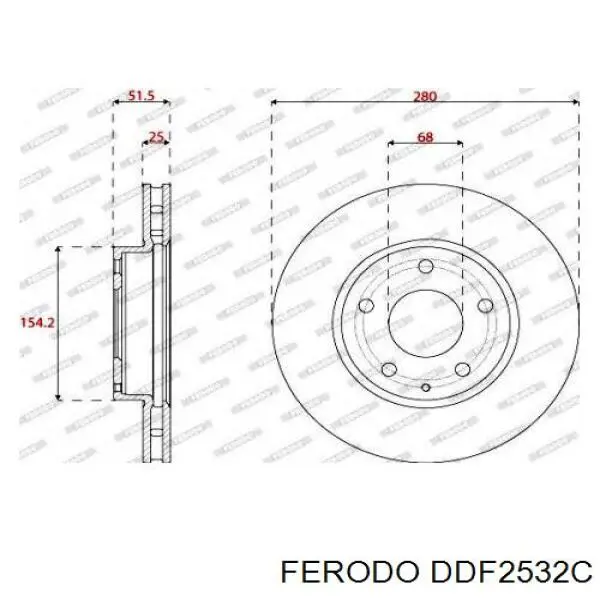 Купити DDF2532C Ferodo Ротор гальмівний