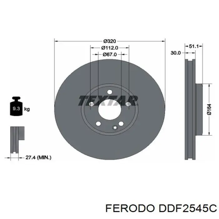 DDF2545C Ferodo Гальмо дискове переднє