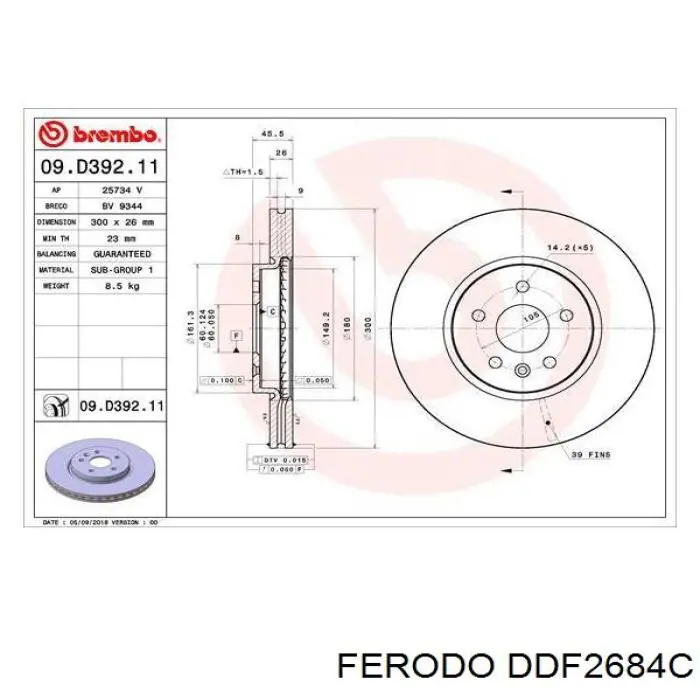 Гальмівні диски передні DDF2684C Ferodo