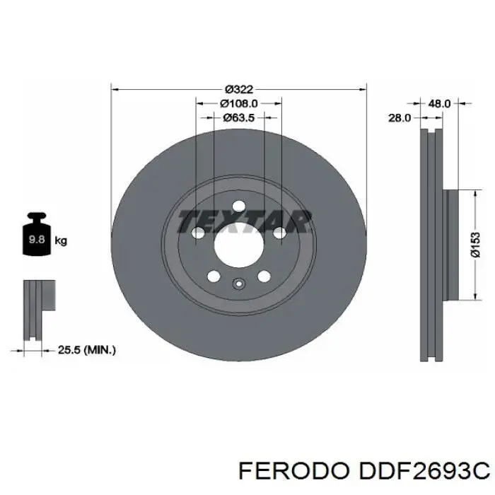 Гальмівні диски передні DDF2693C Ferodo